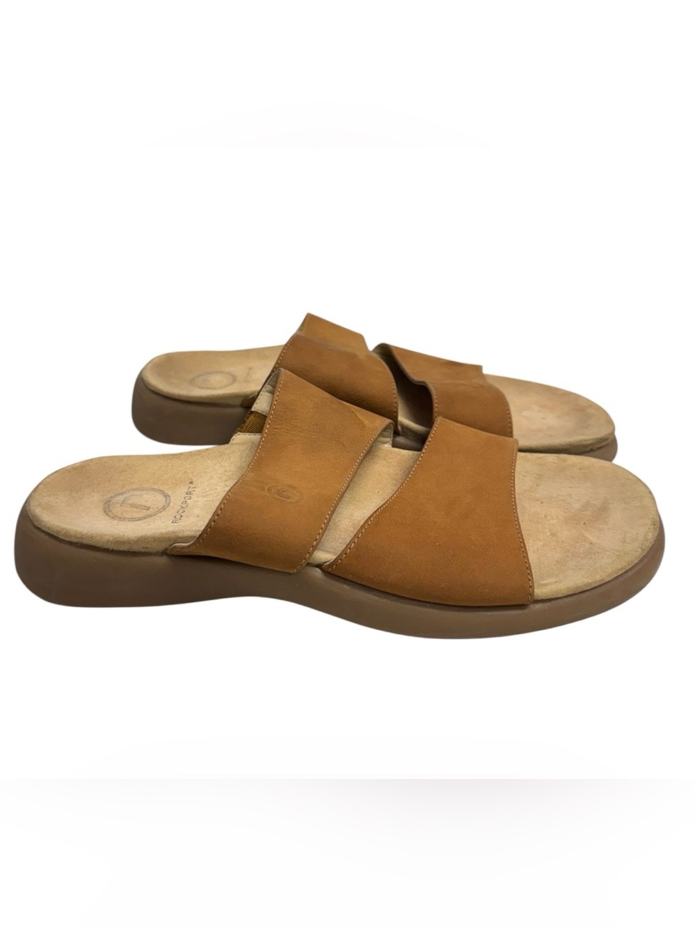 Rockport Women's Tan Leather Slide Sandals Size 8M